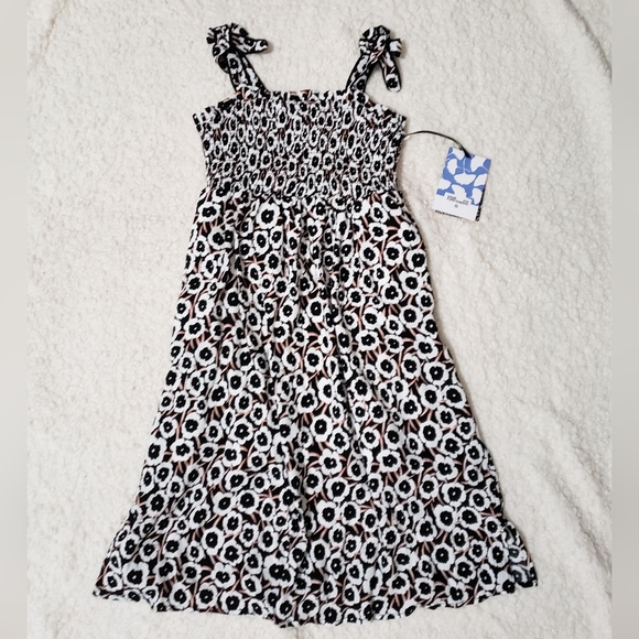 Dvf for Target Kid's Smocked Tie Strap Neutral Poppy Midi Dress - Picture 5 of 9